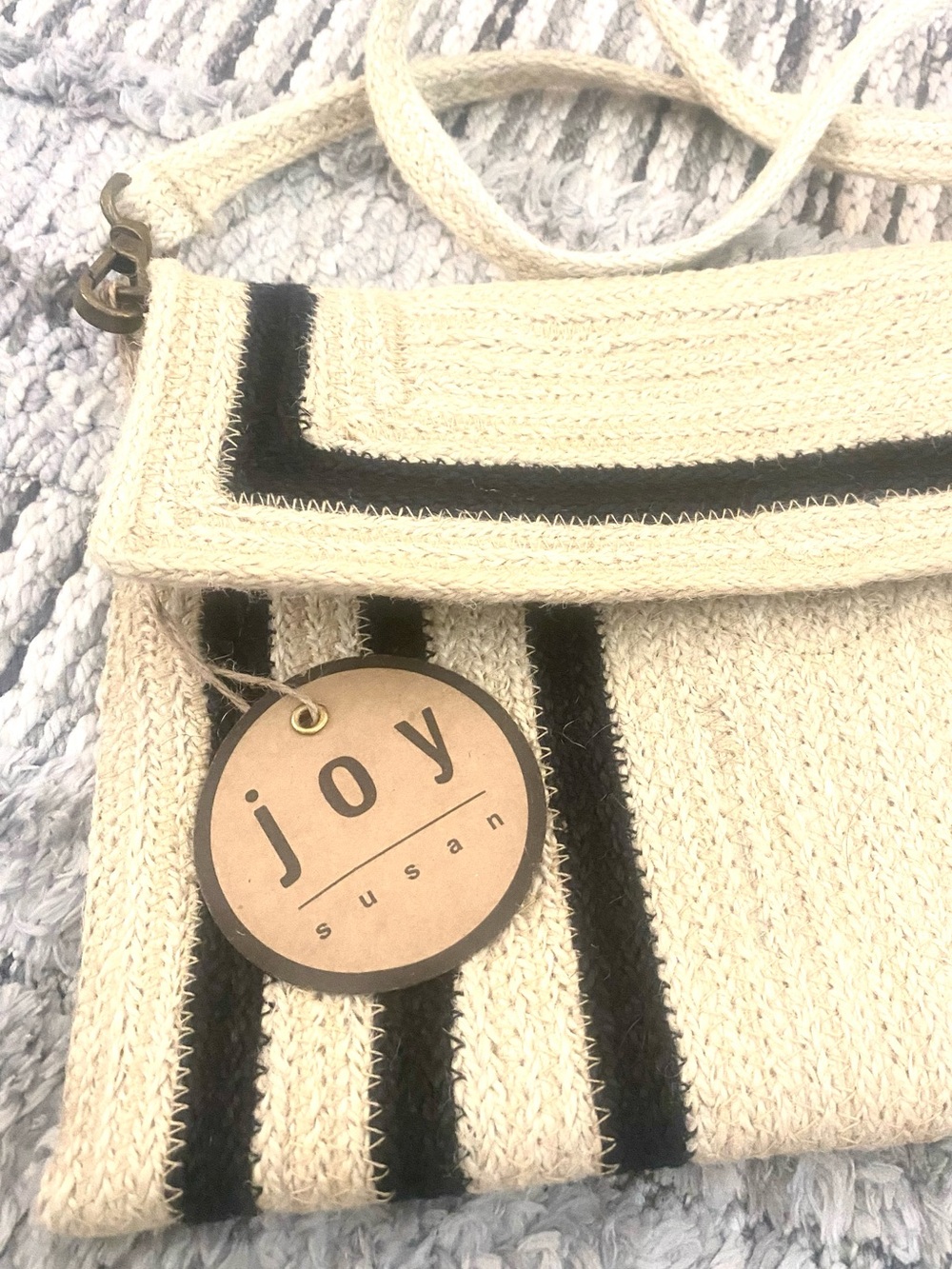 Natural Jute Hand Woven Eco Friendly Crossbody Bag/ Clutch by Joy Susan NWT - Picture 3 of 5